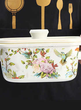 欧丽家珐琅搪瓷日韩风红色方形搪瓷汤锅油炸火锅炖锅电磁炉燃气