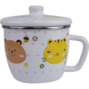 欧丽家加厚款12cm搪瓷环保杯泡面杯奶杯豆浆杯可明火加热茶杯杯具