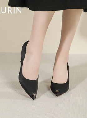 索兰高跟鞋女2026春季新款优雅气质尖头浅口细跟单鞋子26AT35103