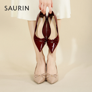 索兰高跟鞋女2026春季新款温柔风优雅气质尖头浅口单鞋26AT35126