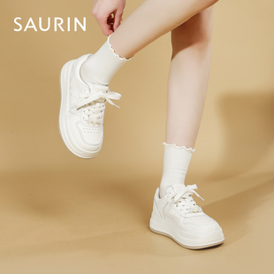 索兰厚底板鞋女2026春季新款时尚休闲运动舒适小白鞋子26AX25209