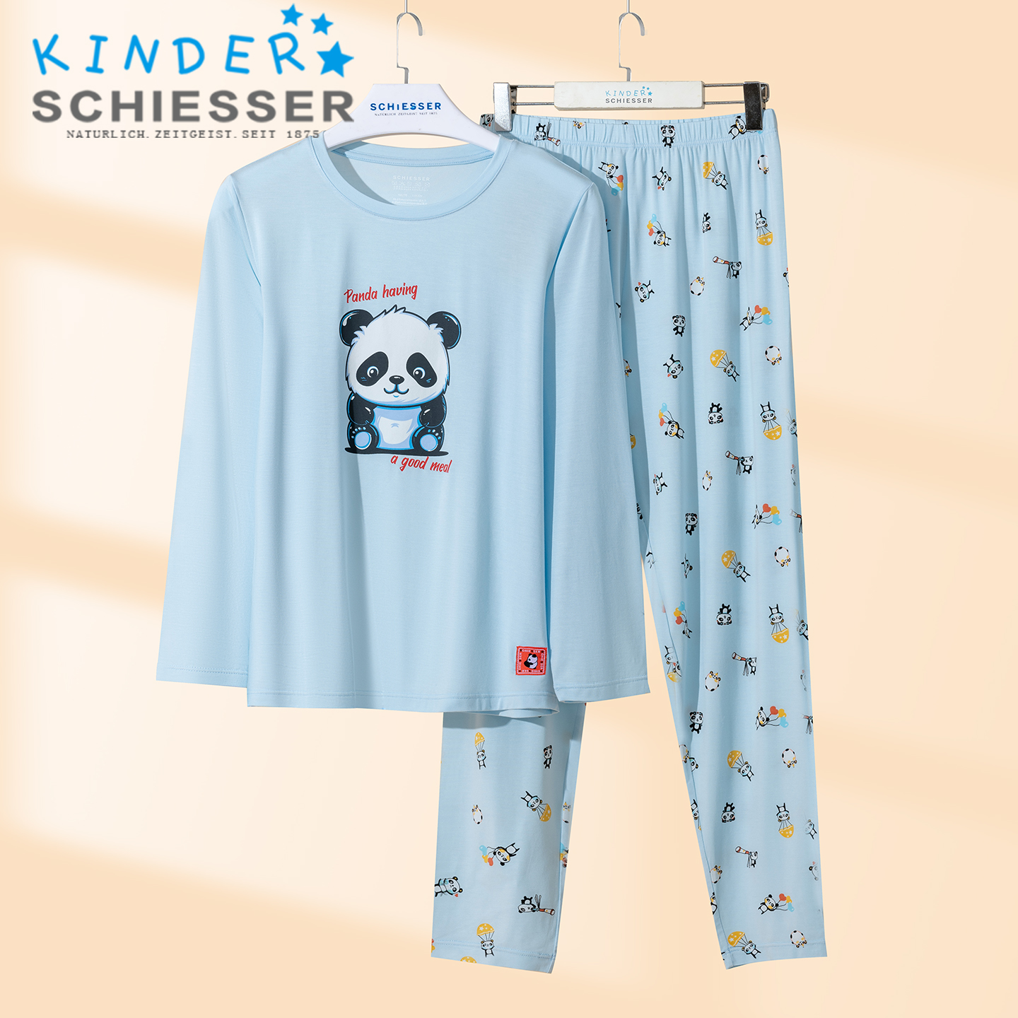 舒雅儿童莫代尔卡通熊猫睡衣套装