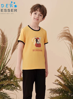 舒雅男童莫代尔家居服春夏新款吸湿速干中大童睡衣套装22490H