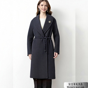 羊毛大衣 2025年秋冬新款 中长款 女士毛呢双面羊毛修身 EDS5687 时尚