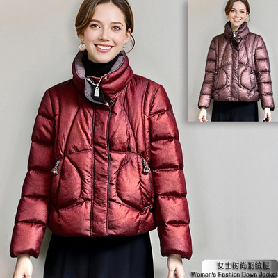 2025年冬季新款女士白鸭绒羽绒服修身加厚短款棉服外套女-EDY2372
