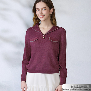 新款 女 时尚 薄针织衫 ECM5839 女士舒适百搭宽松显瘦长袖 2025年秋季