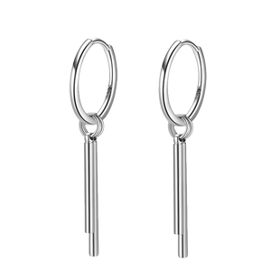 S999纯银耳环男士正品长款耳圈2025新款爆款养耳洞女耳钉单只耳饰