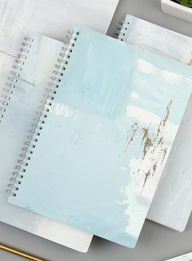 本木初品联名/浅蓝色的雾 侧翻线圈本 创意潮流唯美清新高颜值办公学生专用横线笔记本文具记事本日记本子b5