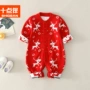 Áo len cho bé sơ sinh quần áo mùa xuân và mùa thu Áo len cho bé bộ đồ hoạt hình chạm đáy áo len - Áo liền quần áo liền quần bò sữa cao cấp