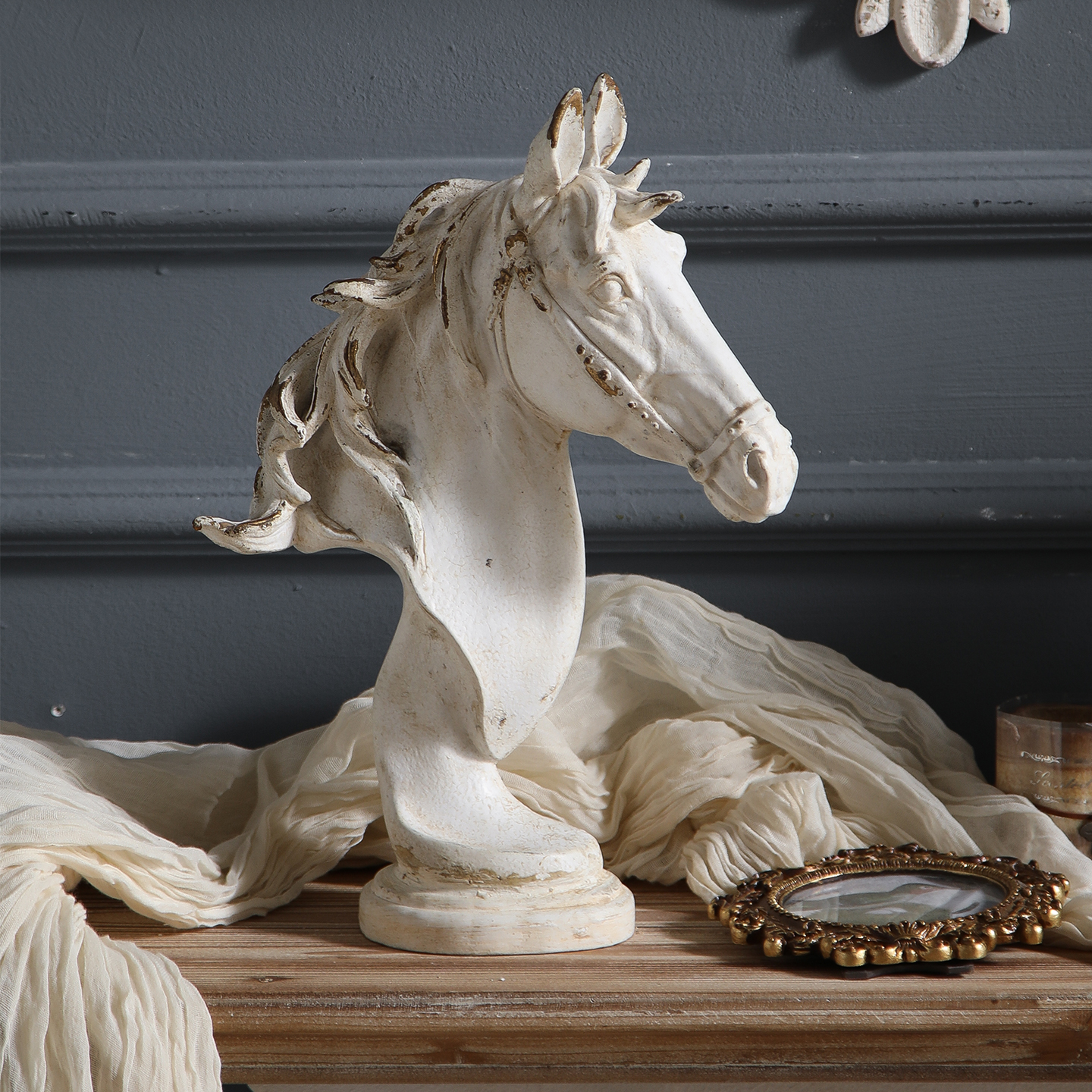 欧式复古马头雕塑艺术摆件