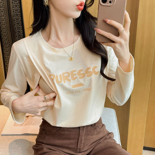 哺乳衣春秋字母印花侧开喂奶上衣