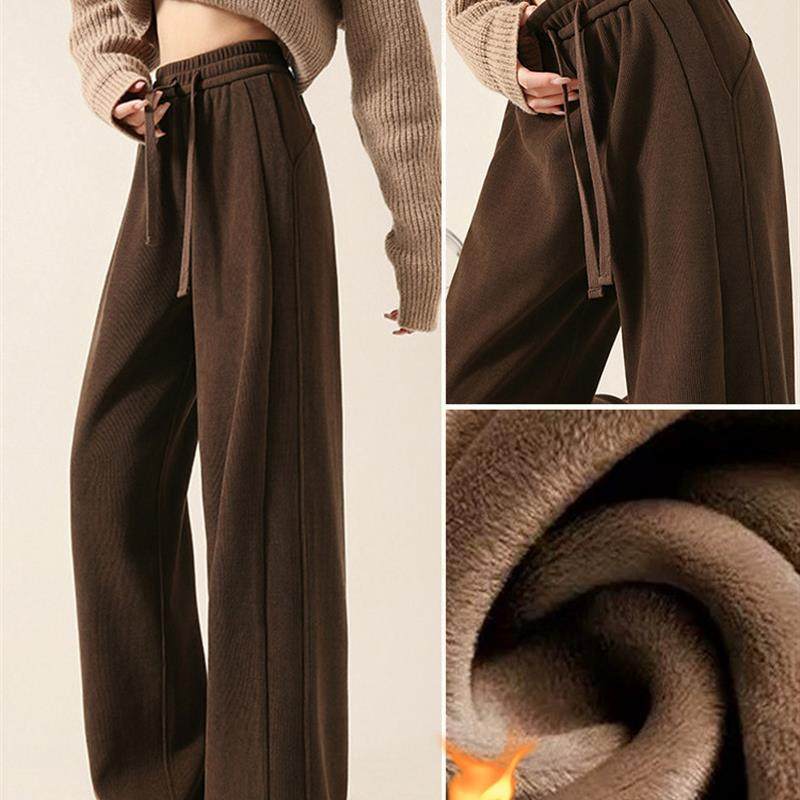 美拉德棕色裤子女款爆款2025新款秋冬加绒显瘦高腰垂感窄版阔腿裤,女装/女士精品,休闲裤,淘宝优惠券,粉丝福利购,淘宝优惠卷