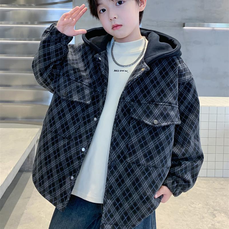 儿童装男童夹棉外套秋冬款2025新款冬装冬季中大童男孩加厚衣服潮