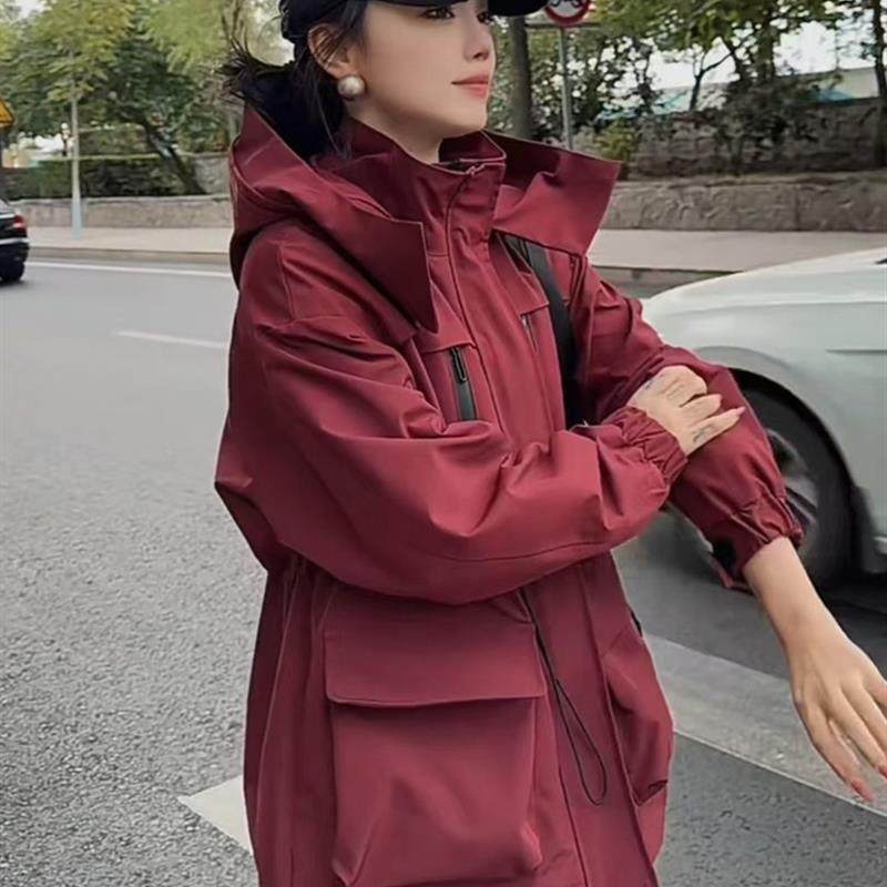 韩版中长款夹棉冲锋衣外套女2024秋冬时尚收腰保暖工装派克服棉衣,女装/女士精品,短外套,淘宝优惠券,粉丝福利购,淘宝优惠卷