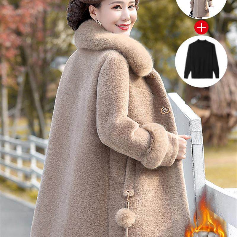 妈妈冬装外套加厚水貂绒中老年人女呢子彷皮草秋冬季毛呢大衣新款,女装/女士精品,中老年女装,淘宝优惠券,粉丝福利购,淘宝优惠卷