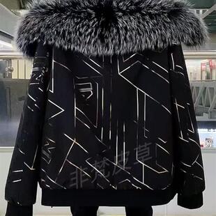 新男孩的派克雷克斯兔子毛皮衬里可拆卸短夹克年轻风格皮草休闲厚