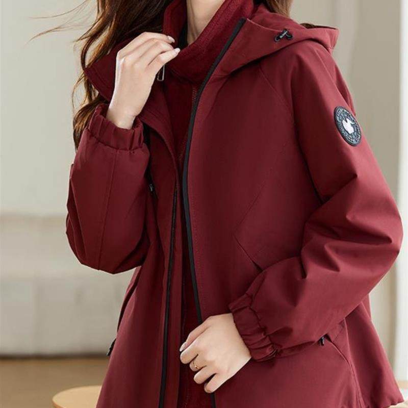 外套女春秋款2025新款中年妈妈高级感时尚洋气休闲连帽风衣夹克潮,女装/女士精品,短外套,淘宝优惠券,粉丝福利购,淘宝优惠卷