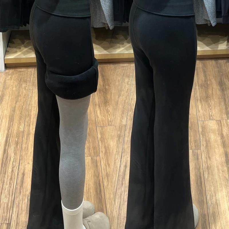 黑色加绒微喇运动卫裤女秋冬2025新款高腰显瘦加厚瑜伽休闲喇叭裤,女装/女士精品,休闲裤,淘宝优惠券,粉丝福利购,淘宝优惠卷