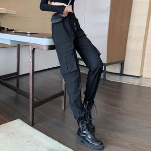 2025新款春秋炸街工装裤女夏搭配马丁靴黑色小个子束脚薄款休闲裤