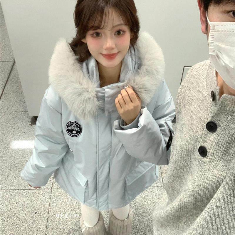 派克服外套2025新款高级感冰川蓝加绒加厚棉衣棉服女工装毛领棉袄,女装/女士精品,棉衣/棉服,淘宝优惠券,粉丝福利购,淘宝优惠卷