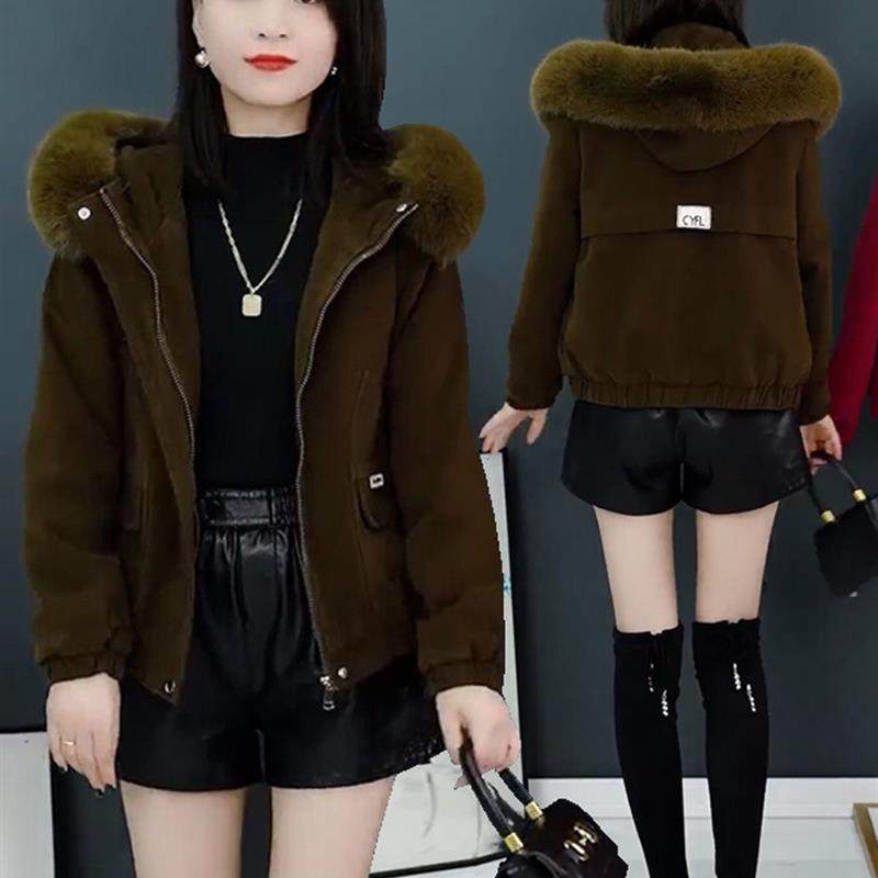 加绒加厚短款外套女派克服秋冬气质休闲连帽毛领保暖棉衣夹克褂子,女装/女士精品,短外套,淘宝优惠券,粉丝福利购,淘宝优惠卷
