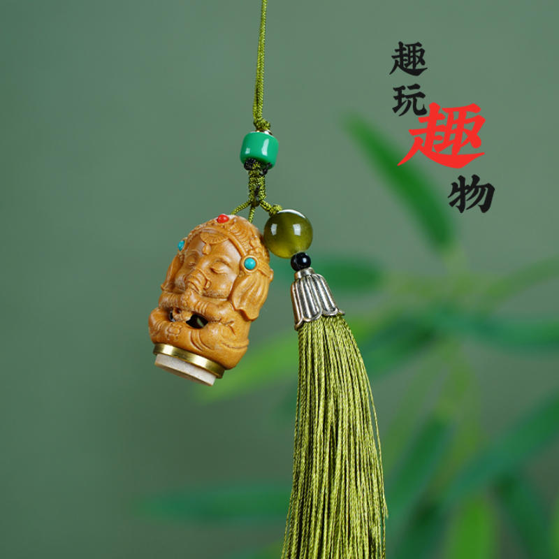 阿根廷绿檀新山檀香雕刻佛象檀木香囊挂件吊坠木雕饰品钥匙扣挂坠