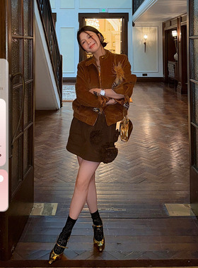 IUIU阿晶家 手作立体fafa  废工人半裙新款高级感气质重工短裙