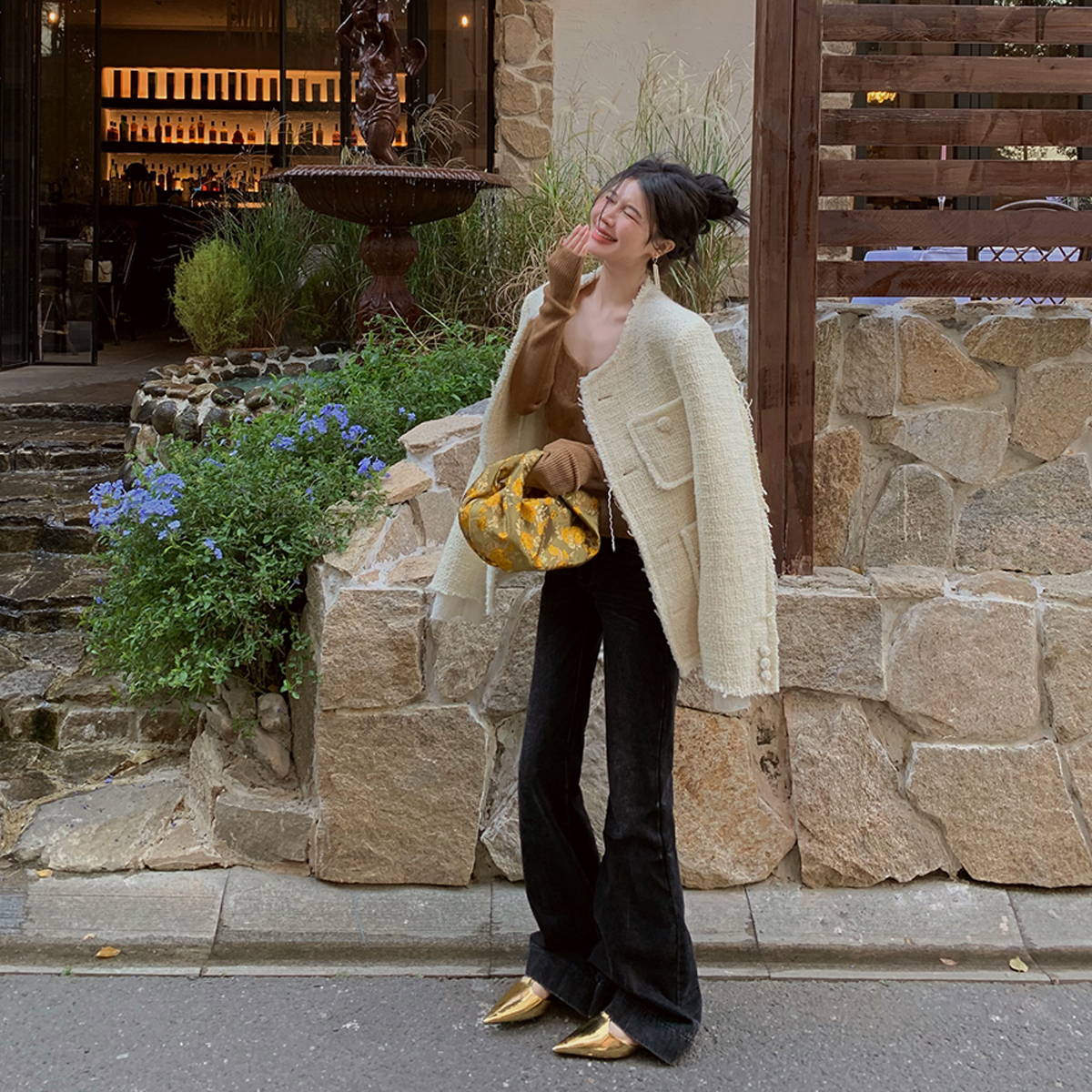 加厚多口袋设计小香风外套