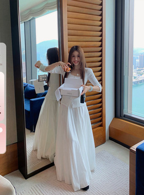 IUIU阿晶家「雾纱裙 重工自制大摆裙」显瘦法式气质a字裙