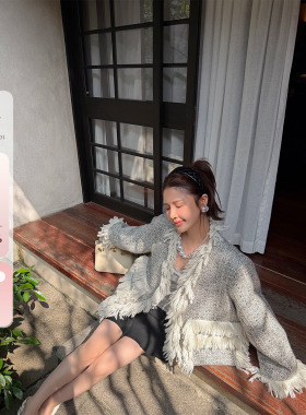 IUIU阿晶家「独家系列～主推」纯手工羊毛设计感流苏小香风外套女