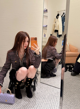 IUIU阿晶家「vintage复活款」高级感短款亮丝编织小香风外套女秋