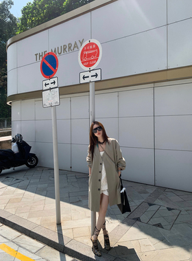 IUIU阿晶家「马黑街区」撞色中长款韩系廓形风衣外套女春季新款