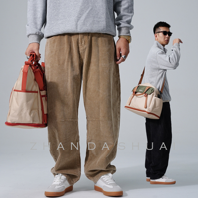 重磅灯芯绒工装裤男直筒宽松加绒