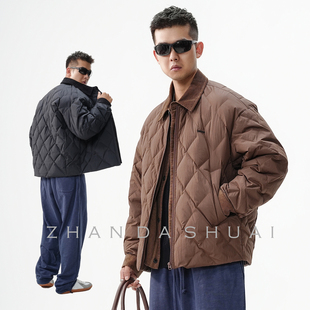 轻奢潮牌翻领外套 假两件羽绒服男冬季 占大帅 高级感痞帅轻薄款