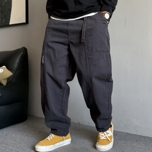 男直筒宽松潮牌百搭纯棉阔腿裤 秋季 裤 休闲痞帅重磅复古工装 子 美式