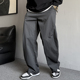 男直筒宽松通勤百搭垂感阔腿裤 春秋季 裤 休闲痞帅纯色工装 子潮 美式
