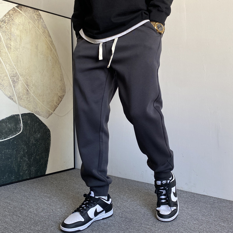 春秋季美式休闲痞帅针织深灰色卫裤男宽松抽绳百搭运动束脚裤子潮,男装,卫裤,淘宝优惠券,粉丝福利购,淘宝优惠卷