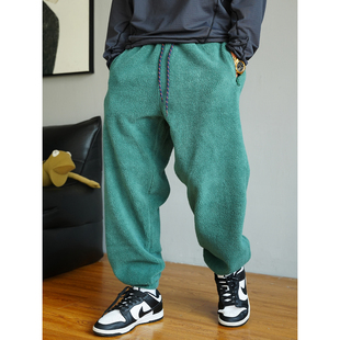 男宽松抽绳百搭运动束脚裤 休闲痞帅重磅摇粒绒卫裤 子潮 美式 秋冬季