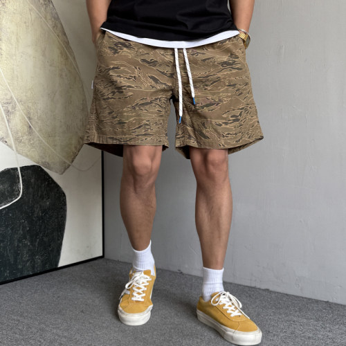 重磅迷彩工装短裤男宽松抽绳百搭