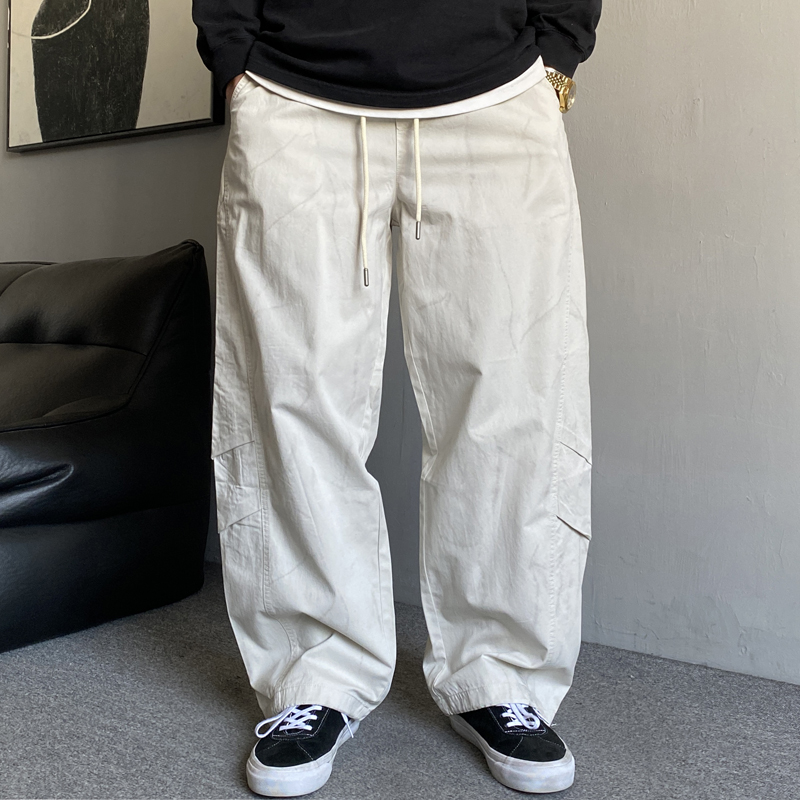 痞帅脏洗工装裤男直筒宽松垂感
