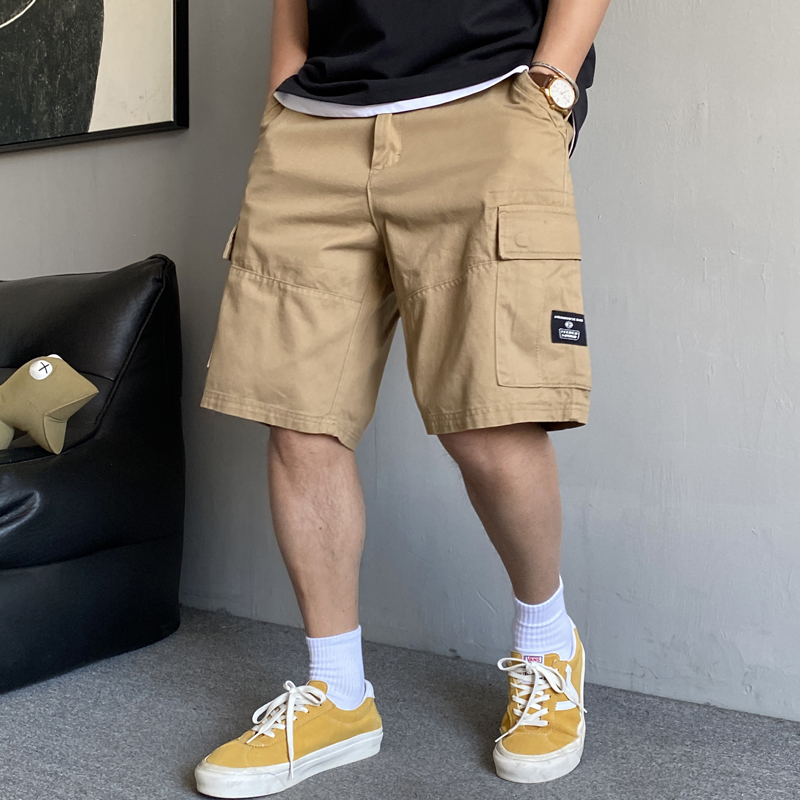 夏季美式休闲痞帅复古大口袋工装短裤男宽松潮牌百搭纯棉五分裤子
