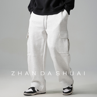 美式 运动裤 重磅大口袋工装 男宽松直筒抽绳百搭大码 子 卫裤 占大帅