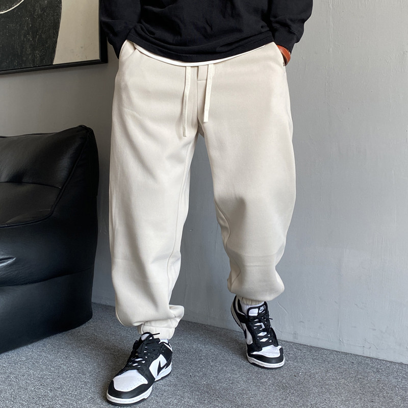 冬季美式休闲痞帅加绒加厚针织卫裤男宽松抽绳百搭运动束脚裤子潮,男装,卫裤,淘宝优惠券,粉丝福利购,淘宝优惠卷
