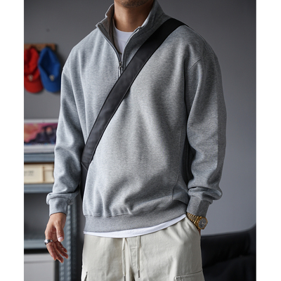 380克重磅立领半拉链卫衣男宽松
