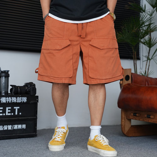 重磅大口袋工装短裤男宽松抽绳