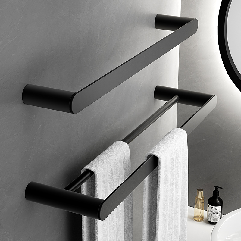 304不锈钢毛巾杆卫生间置物架浴室免打孔挂杆厕所洗手间毛巾架子