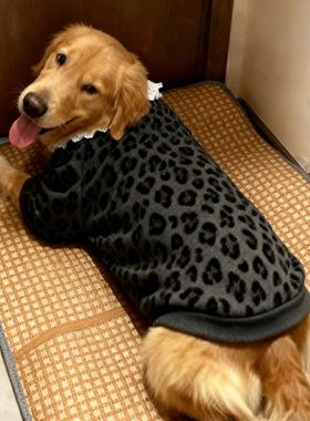 25狗狗新款衣服防冻黑灰豹纹白色领口秋冬两脚衣金毛萨摩保暖