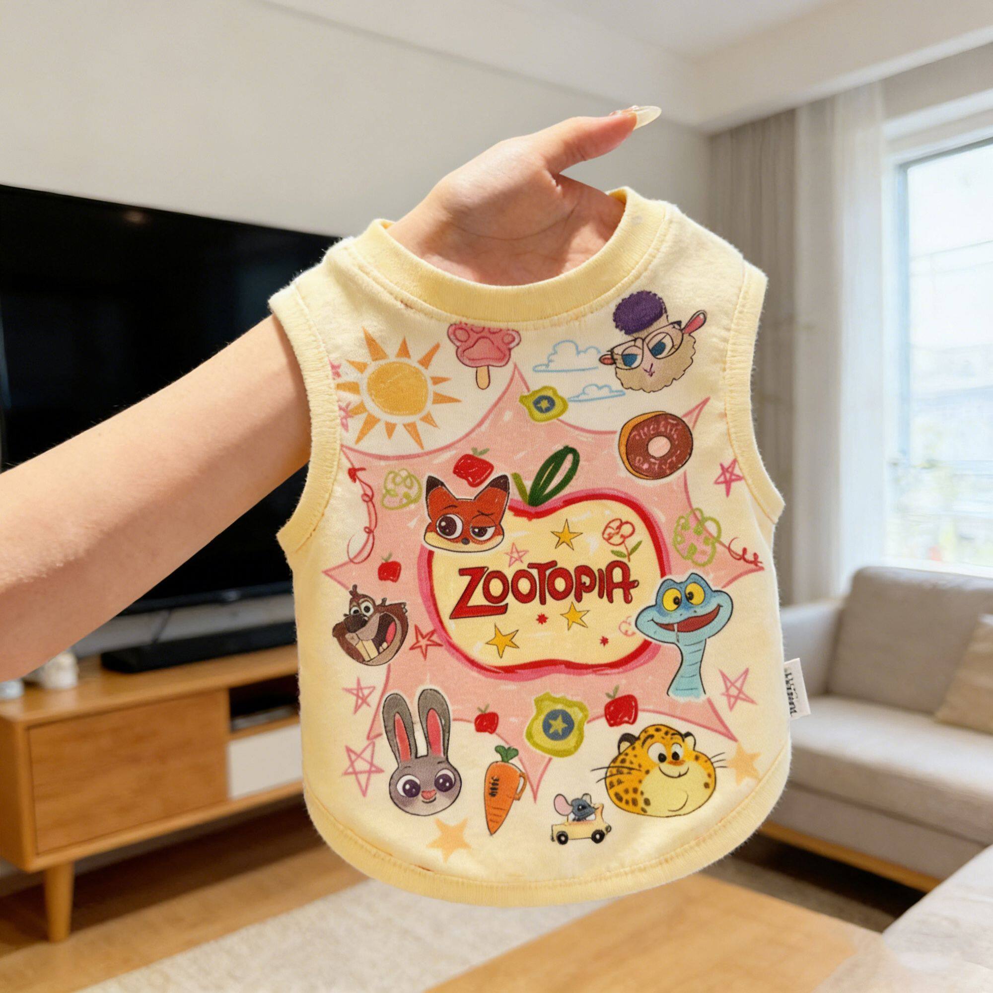 宠物狗狗衣服疯狂动物城角色Zootopia字母透气背心小型犬猫咪春夏