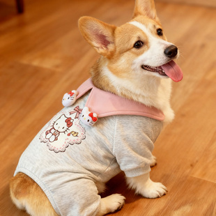 宠物秋冬甜美翻领软萌Kitty四脚衣中型犬秋田犬柯基柴犬法斗巴哥