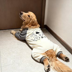 狗狗服秋冬可爱卡通印花亲肤四脚衣大型犬巨贵金毛萨摩耶拉布拉多